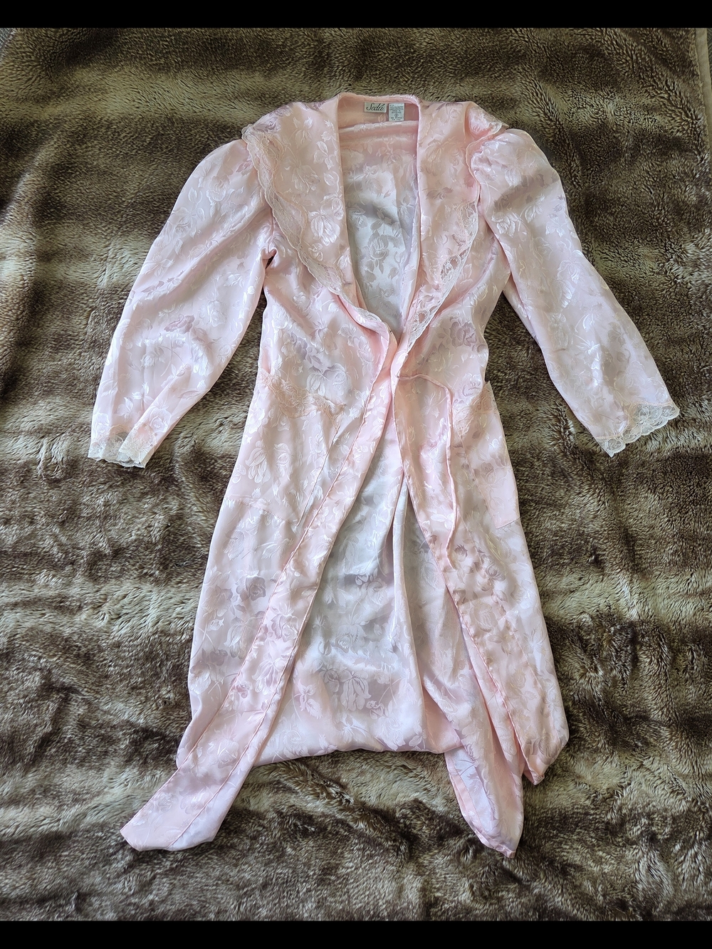 Vintage Pink Floral Duster S Lace Trim Cottagecore Fairycore Romantic Loungewear